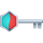 Teal-Red Hexagon Key